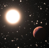 Экзопланета вблизи совей родительской звезды в представлении художника